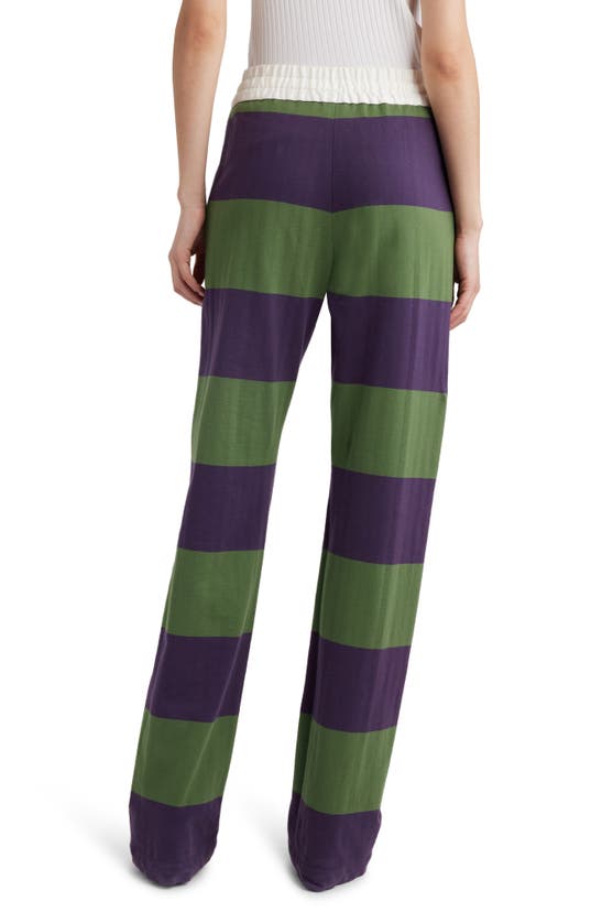 Shop Dries Van Noten Block Stripe Cotton Sweatpants In Dark Purple 402