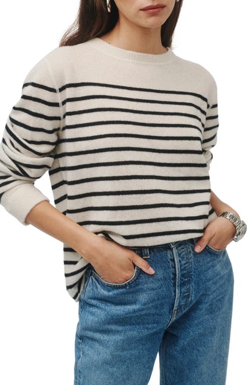 Stripe Recycled Cashmere Blend Sweater in Gossamer/Black Stripe