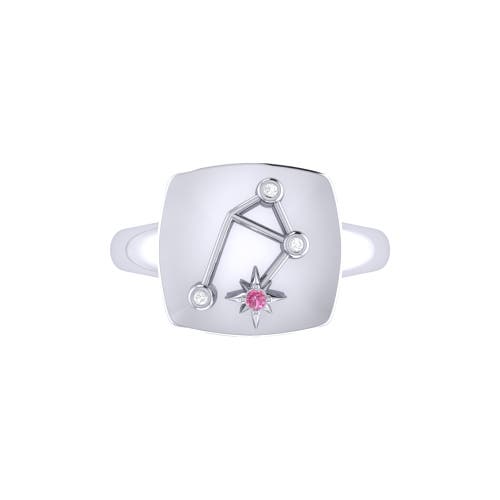 Shop Luvmyjewelry Libra Pink Tourmaline & Diamond Signet Ring In Silver