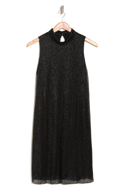 Shop Marina Metallic Mock Neck Shift Dress In Black/bk