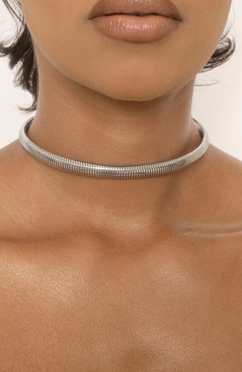 Shop Ettika Your Essential Flex Choker Necklace In Rhodium