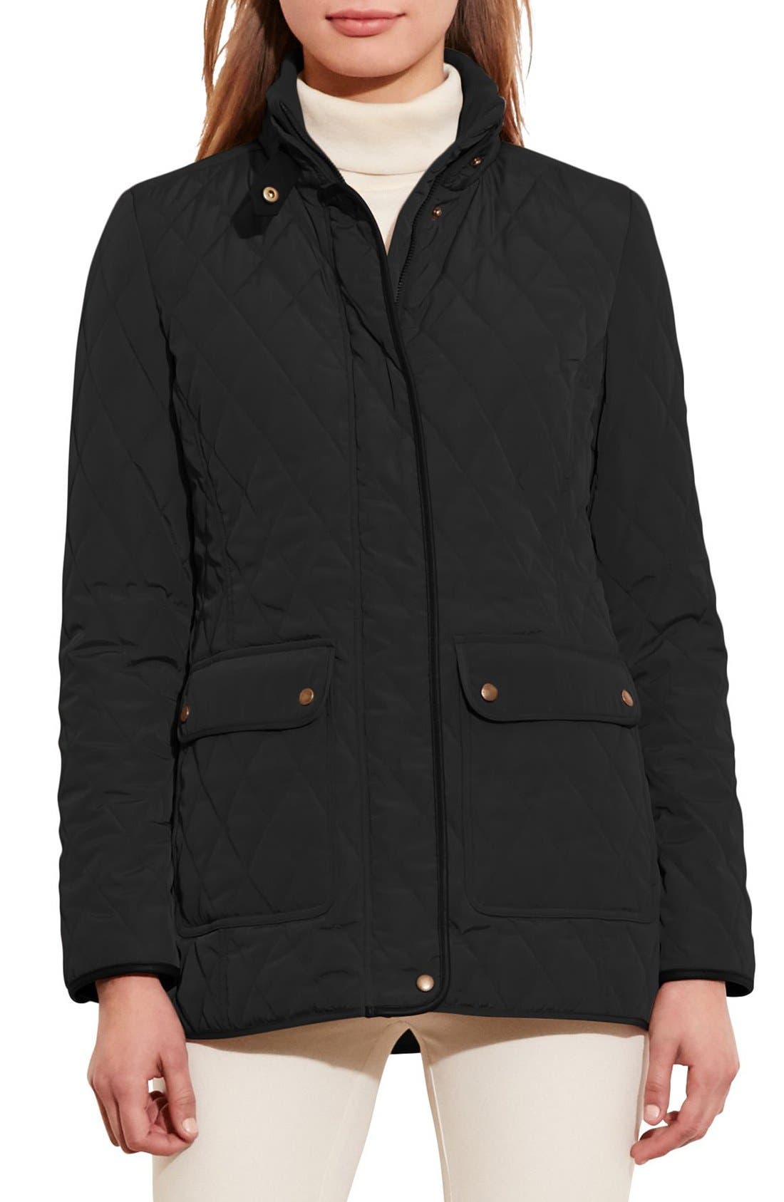 Lauren Ralph Lauren Faux Leather Trim Quilted Jacket Nordstrom