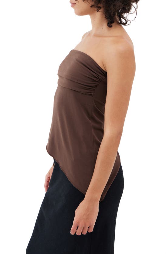 Shop Bdg Urban Outfitters Asymmetric Strapless Mesh Top In Chocolate