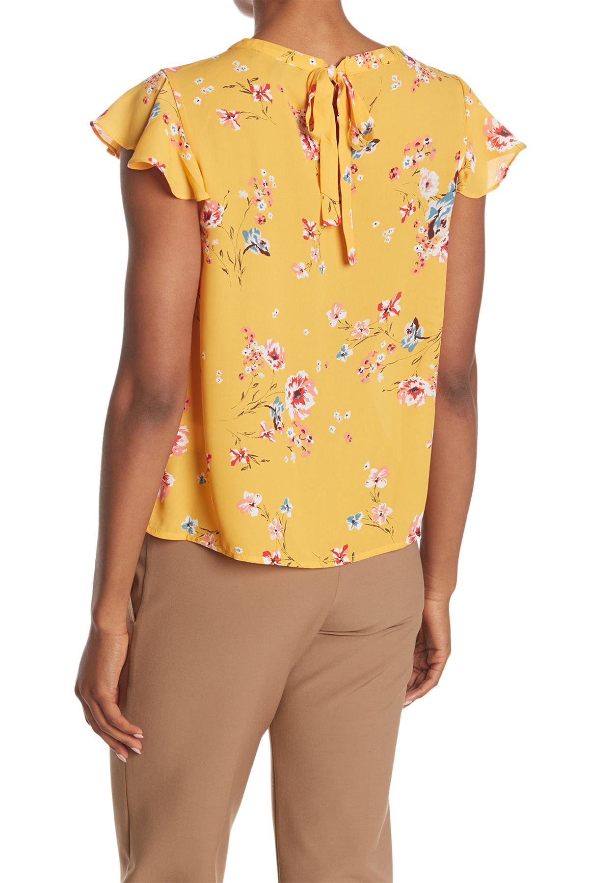 yellow short sleeve blouse