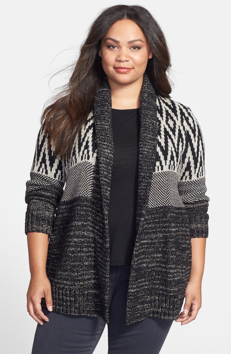 Lucky Brand 'Graphic' Open Front Cardigan (Plus Size) | Nordstrom