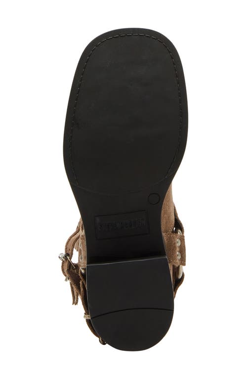 Shop Steve Madden Astor Knee High Moto Boot In Taupe Sued