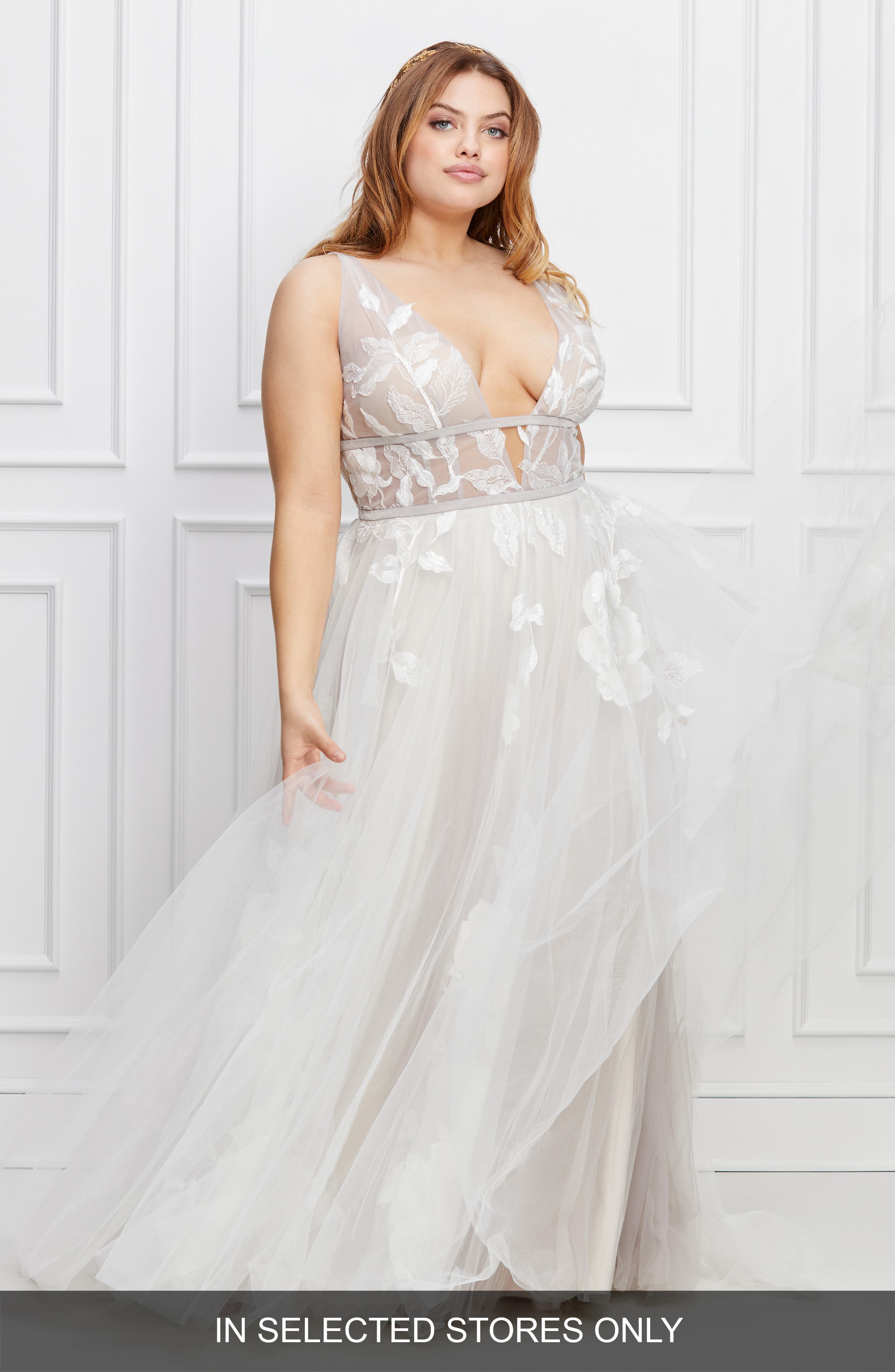 galatea embroidered tulle ballgown