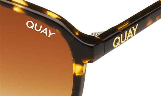 Quay Australia Unisex Front Cover 46mm Square Sunglasses - Matte Black/Brown Yellow