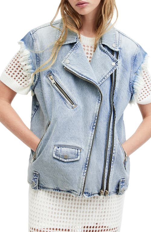 AllSaints Ripley Denim Moto Vest Ice Indigo at Nordstrom,