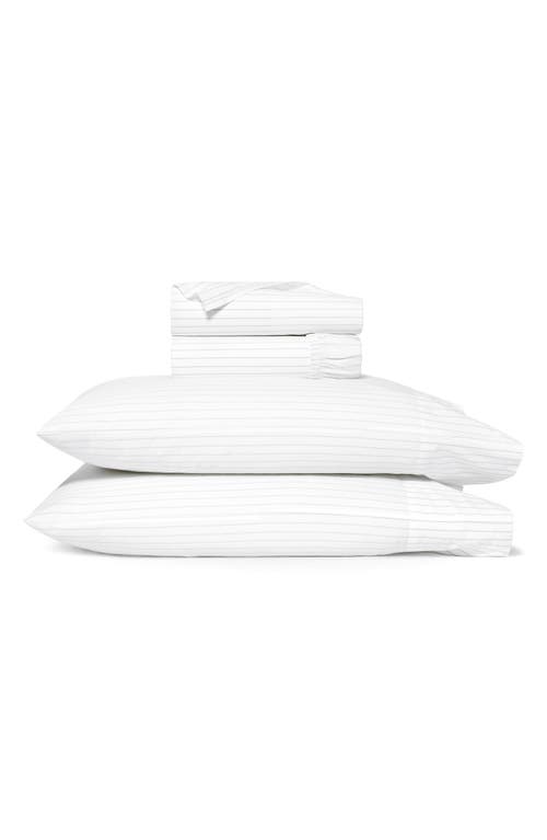 Boll & Branch Simple Stripe Organic Cotton Percale Sheet Set in Pewter Simple Stripe at Nordstrom