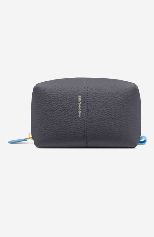 Leather Beauty Pouch in Graphite Sky