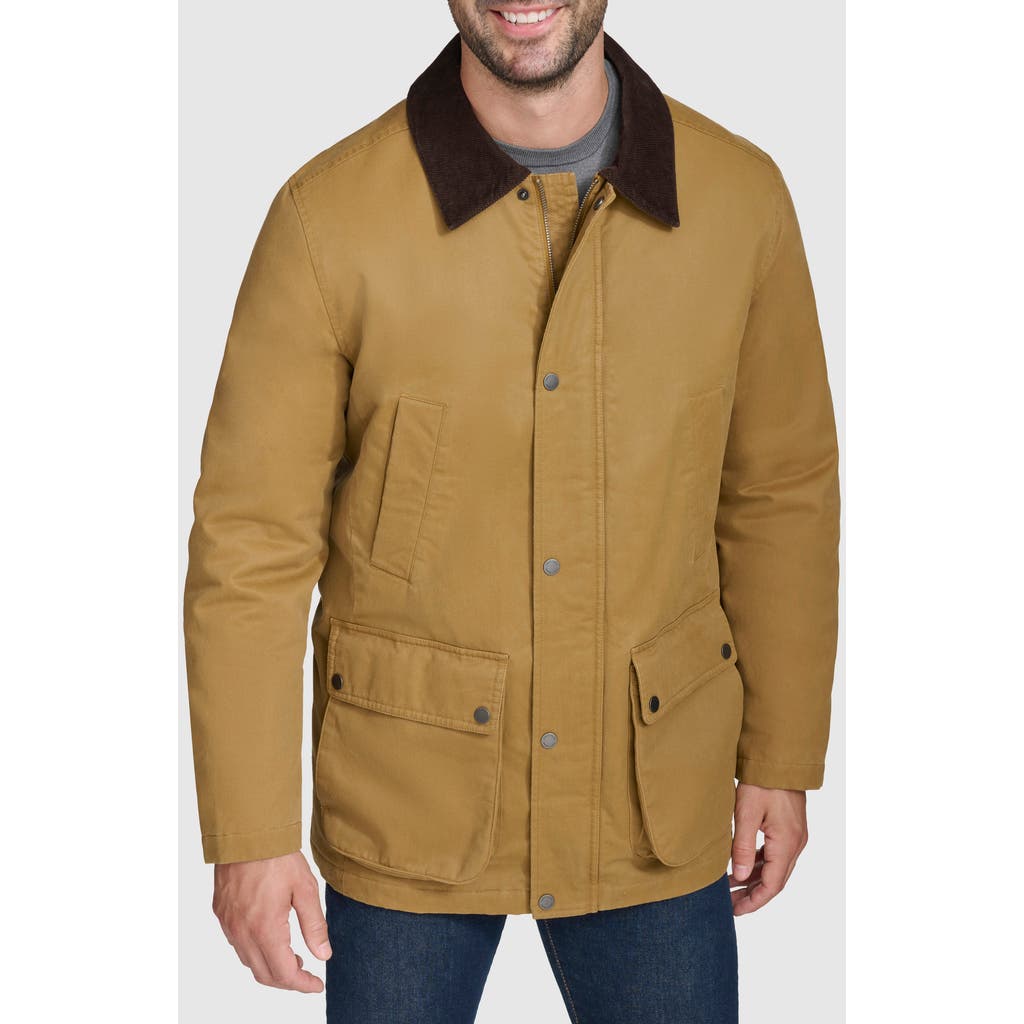 Cole Haan Men's Coated Cotton Rain Jacket In Khaki