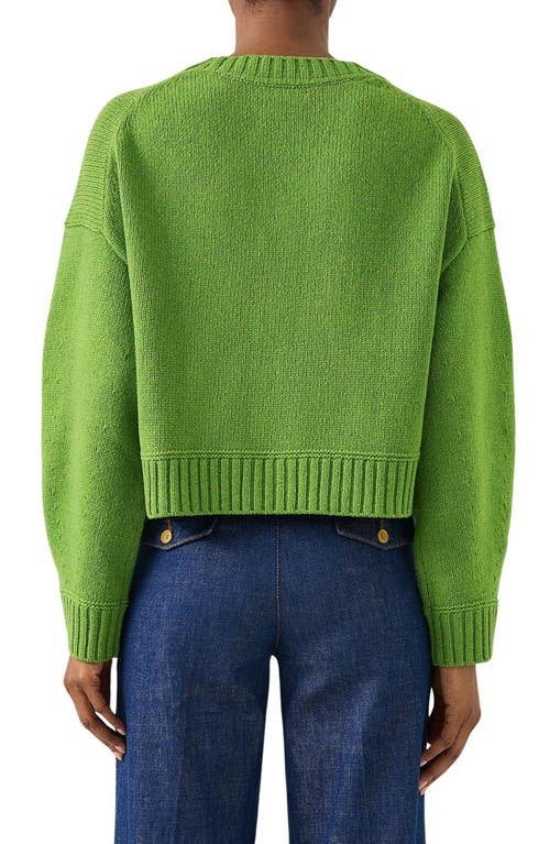 Shop Lk Bennett Amore Chunky Merino Wool Cardigan In Green