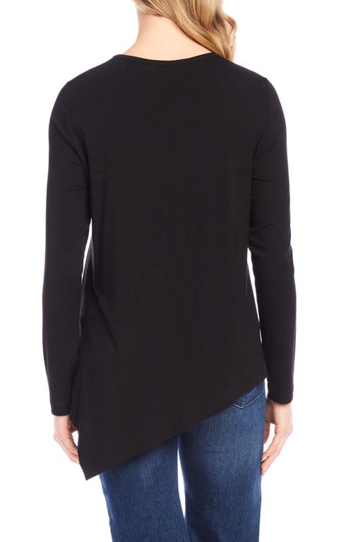 Karen Kane Embellished Sun Asymmetric Hem Top In Black