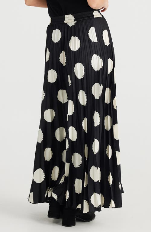 Shop Brave + True Brave+true Alias Polka Dot Pleated Skirt In Black W Ivory Spot