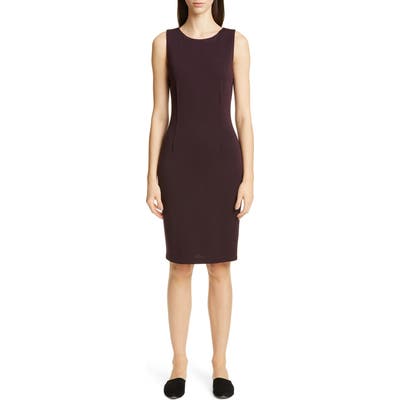St. John Collection Bateau Neck Milano Knit Sheath Dress, Burgundy