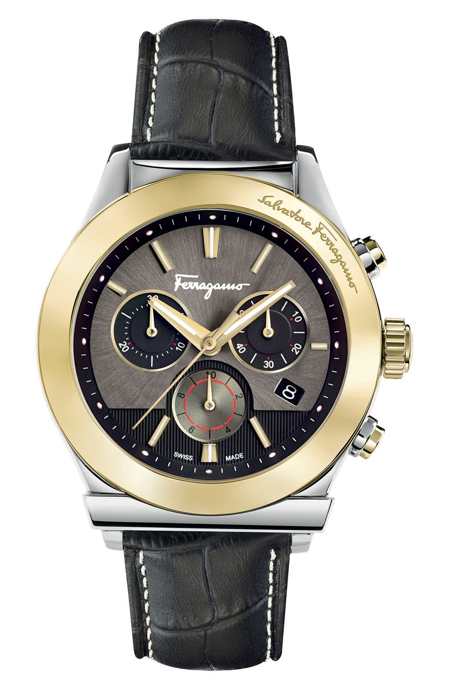 Salvatore Ferragamo Chronograph Leather Strap Watch, 42mm | Nordstrom