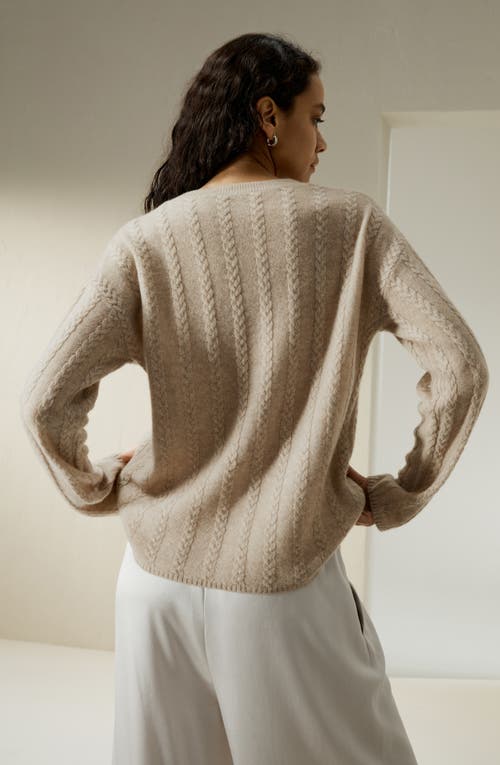 Lilysilk Semi-sheer Cable-knit Cashmere Sweater In Beige
