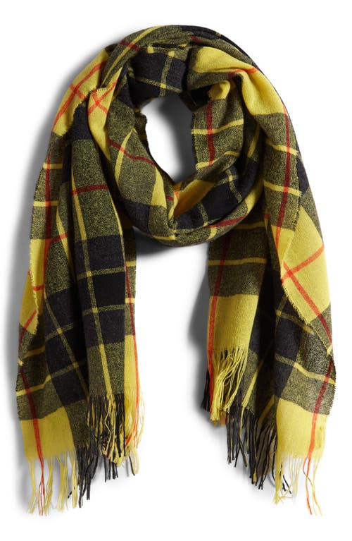 Acne Studios Plaid Wool & Cashmere Fringe Scarf in Yellow/Black at Nordstrom
