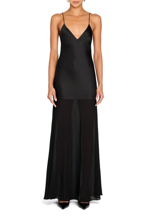 Ser.o.ya Vienna Satin Maxi Dress In Black