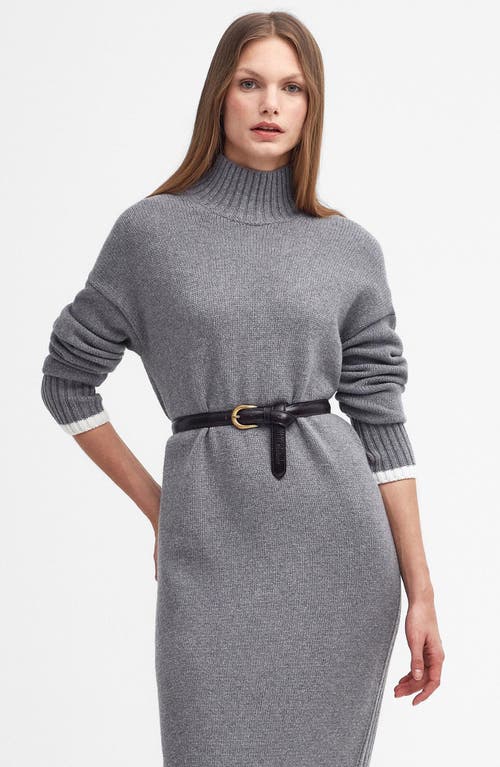 Shop Barbour Winona Turtleneck Midi Sweater Dress In Grey Marl