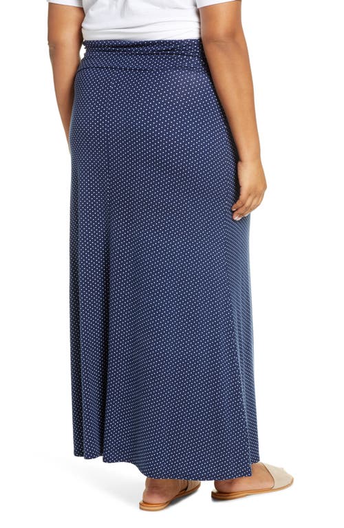 Loveappella Roll Top Maxi Skirt In Navy/ivory