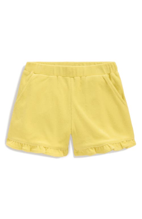 Mini Boden Kids' Frill Hem Terry Cloth Shorts Lemon Yellow at Nordstrom,