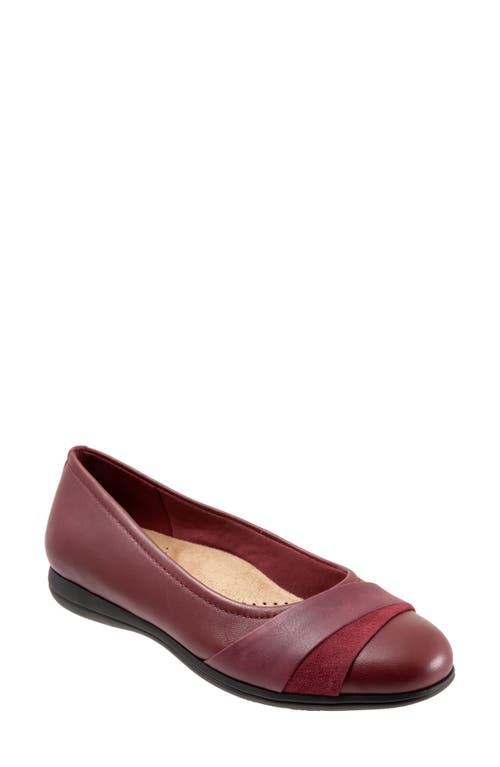 Trotters Danni Leather & Suede Flat Dark Red at Nordstrom,