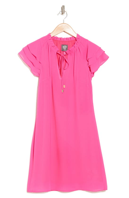 Shop Vince Camuto Float Tie Front Chiffon Shift Dress In Hot Pink
