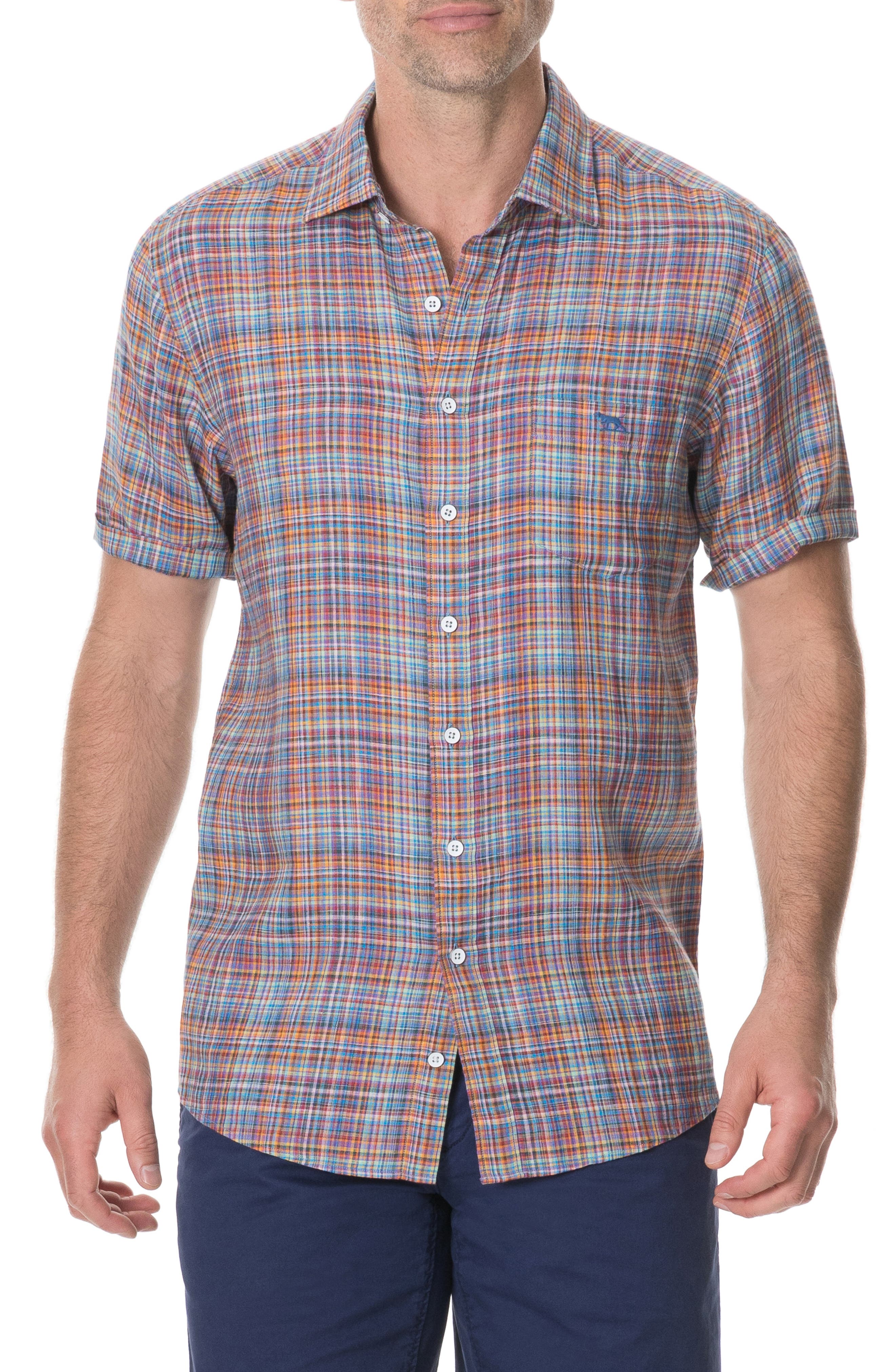 Rodd & Gunn Thomas Bay Regular Fit Plaid Sport Shirt, Coral