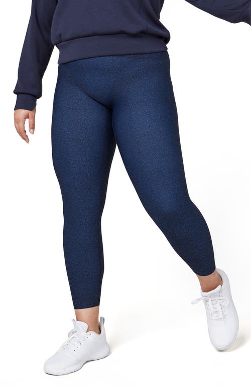 SPANX Booty Boost 7/8 Leggings in Floral Squiggle Midnight Navy at Nordstrom, Size Medium