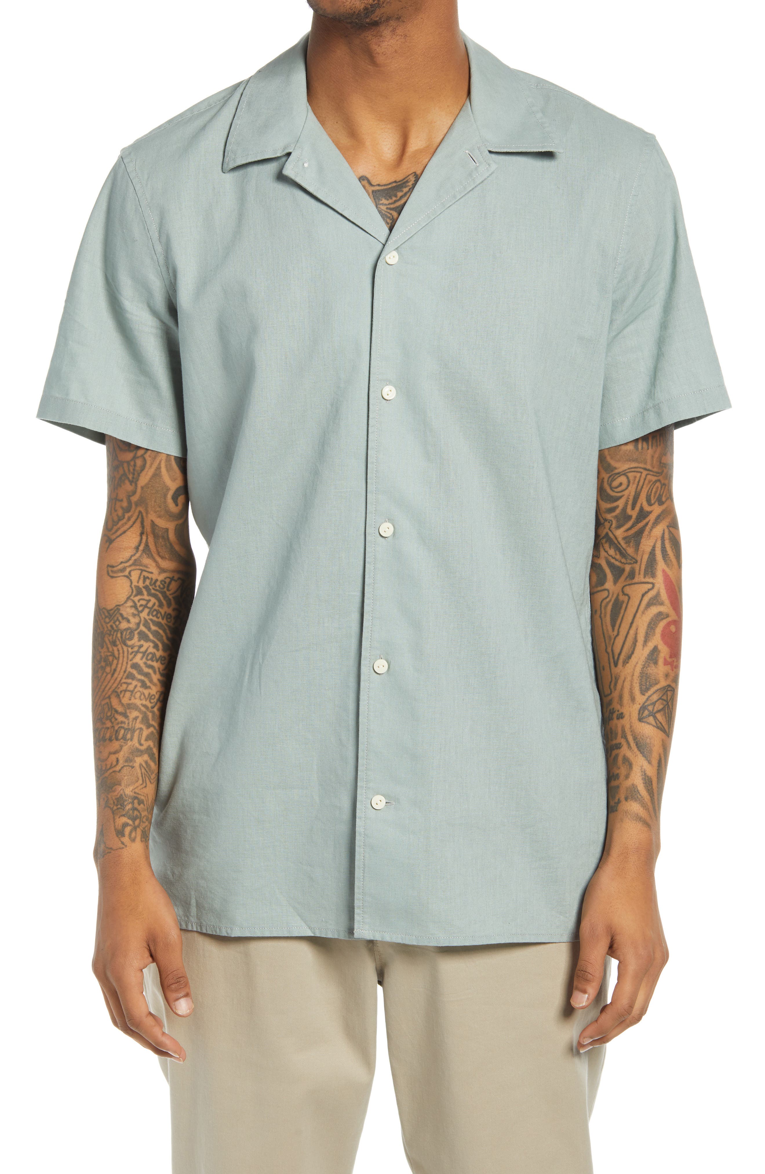 Short Sleeve Linen & Cotton ButtonUp Camp Shirt Nordstrom
