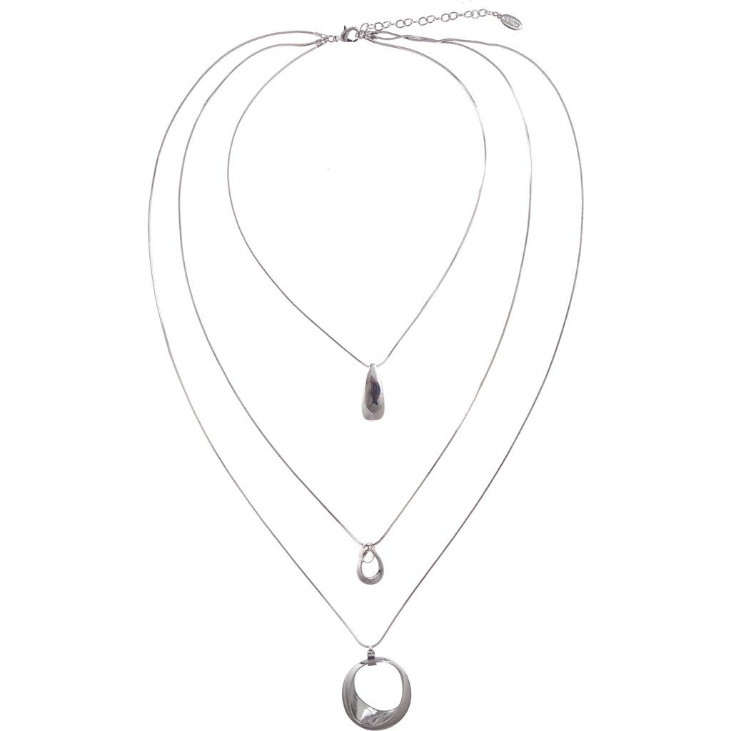Shop Zaxie By Stefanie Taylor Crystal Drop Layered Necklace In Silver