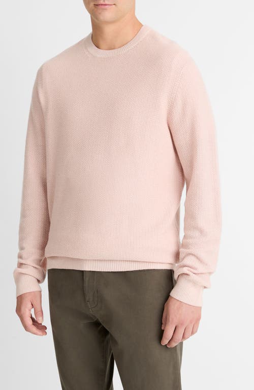 Vince Geometric Jacquard Wool & Cotton Blend Crewneck Sweater In Pink Haze/classic Cream