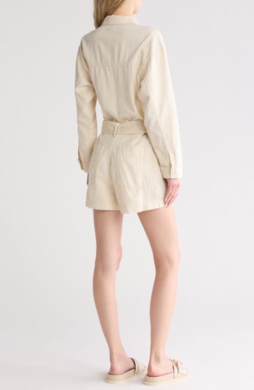 Shop Ag Ryleigh Long Sleeve Belted Romper In Ecru Dunes