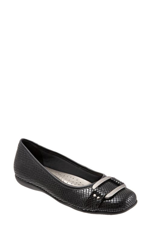 Trotters Sizzle Signature Flat - Multiple Widths Available Black Embossed Fabric at Nordstrom,