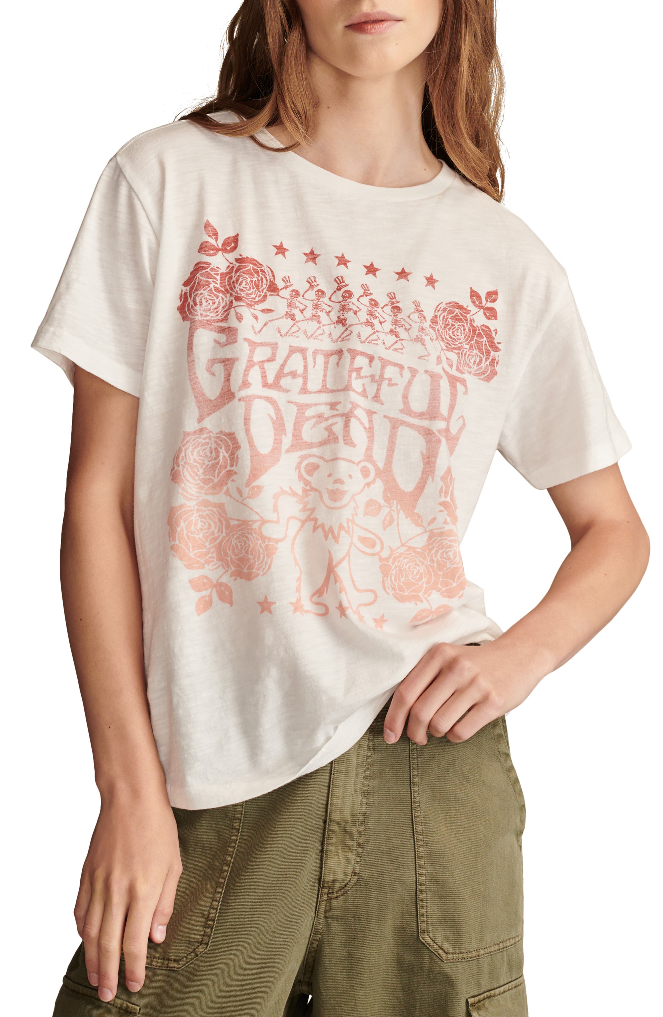 Lucky Brand Grateful Dead Graphic Boyfriend T-Shirt in Bright White 