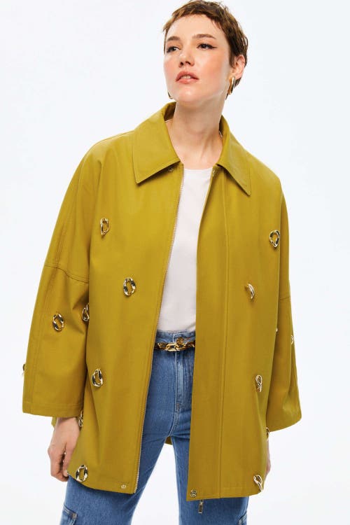 Shop Nocturne Chained Trench Coat In Mustard