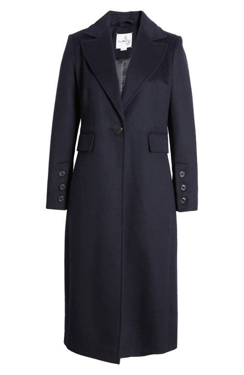 Shop Sam Edelman Single Breasted Wool Blend Reefer Coat In Navy