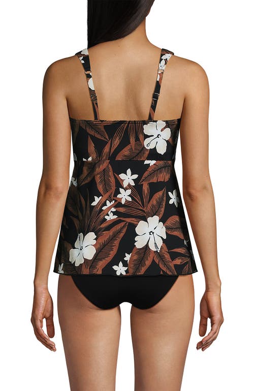 Shop Lands' End Flutter Scoop Neck Tankini Top In Black Floral Palm