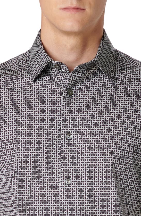 Shop Bugatchi Milo Ooohcotton® Chain Link Print Short Sleeve Button-up Shirt In Black