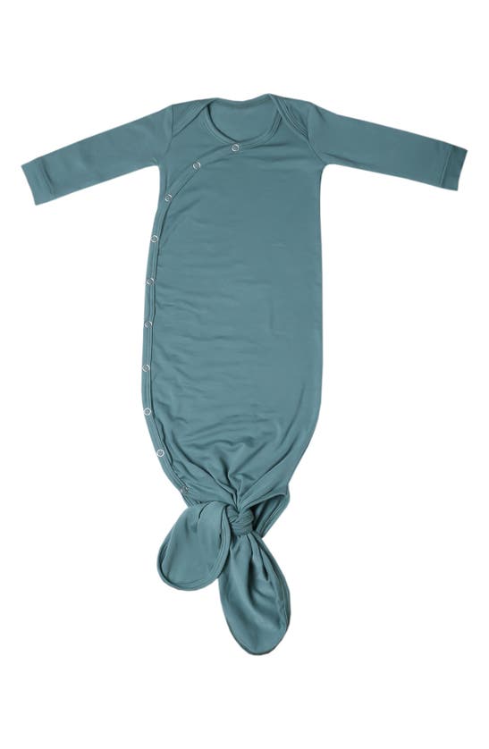 Copper Pearl Newborn Knotted Gown In Dark Green