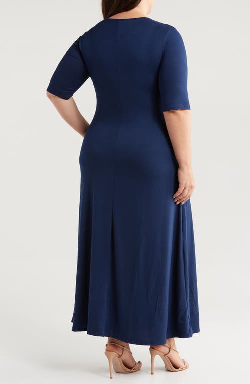 Shop 24seven Comfort Apparel Scoop Neck Jersey Maxi Dress In Navy