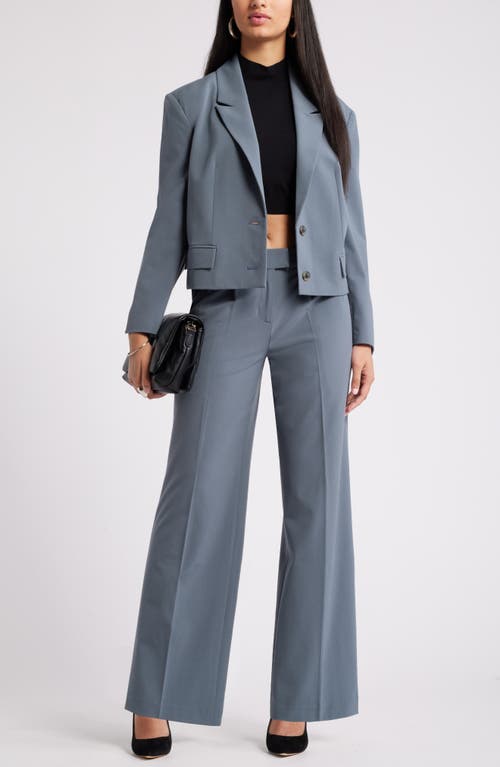 Shop Open Edit Pleated Wide Leg Pants In Blue Weather