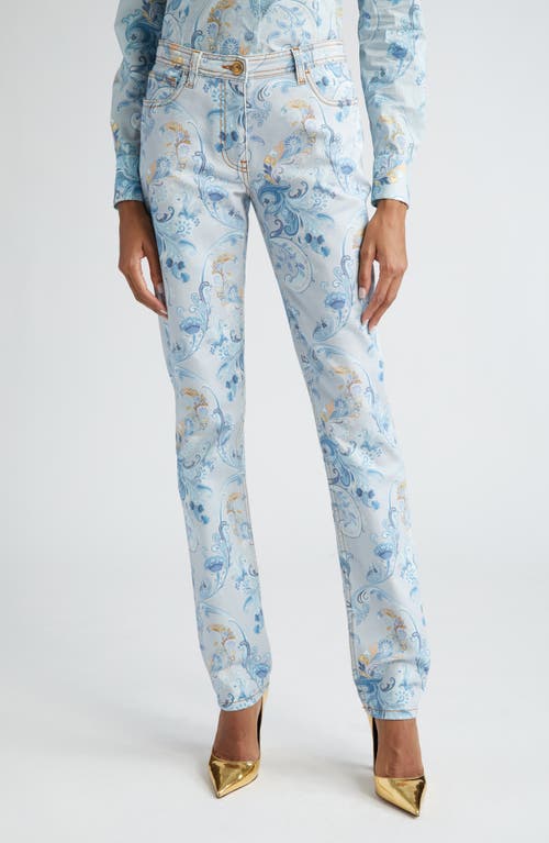 Etro Paisley Print Skinny Jeans In Blue