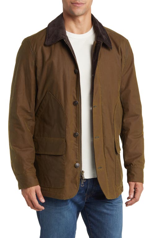 Brooks Brothers Waxed Cotton Chore Jacket Olive Green at Nordstrom,