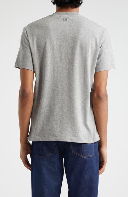 Ami Alexandre Mattiussi Ami De Coeur Embroidered Organic Cotton T-shirt In Heather Grey