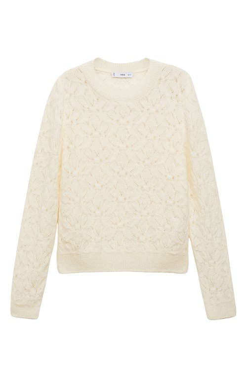 MANGO MANGO FLORAL OPEN STITCH CREWNECK SWEATER