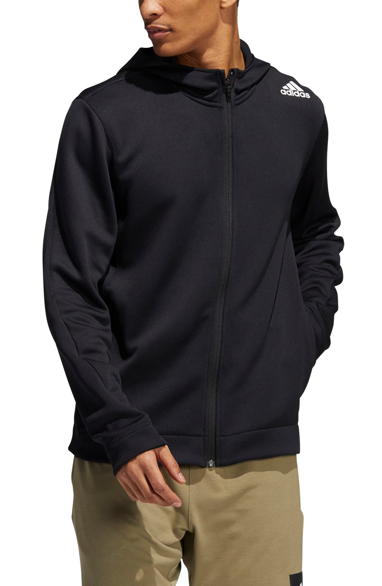 black zip up adidas hoodie