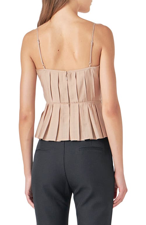 Endless Rose Sleeveless Pleated Peplum Top In Tan